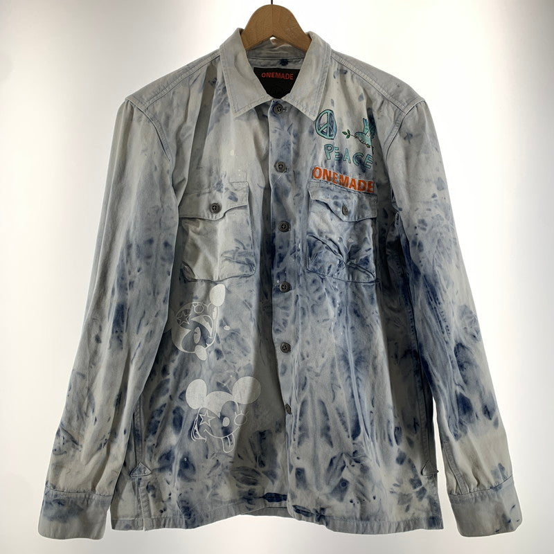 【中古品】【メンズ】 ONEMADE ワンメイド 長袖シャツ BLUE.タイダイ 長袖 シャツ 男性 おしゃれ お洒落 ※汚れ・使用感・ボタンほつれあり 140-260927-io-24-fuzh サイズ：46 カラー：ブルータイダイ 万代Net店