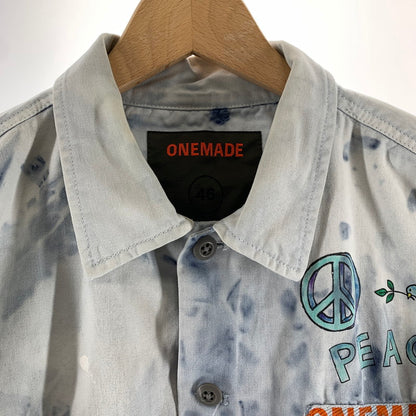 【中古品】【メンズ】 ONEMADE ワンメイド 長袖シャツ BLUE.タイダイ 長袖 シャツ 男性 おしゃれ お洒落 ※汚れ・使用感・ボタンほつれあり 140-260927-io-24-fuzh サイズ：46 カラー：ブルータイダイ 万代Net店