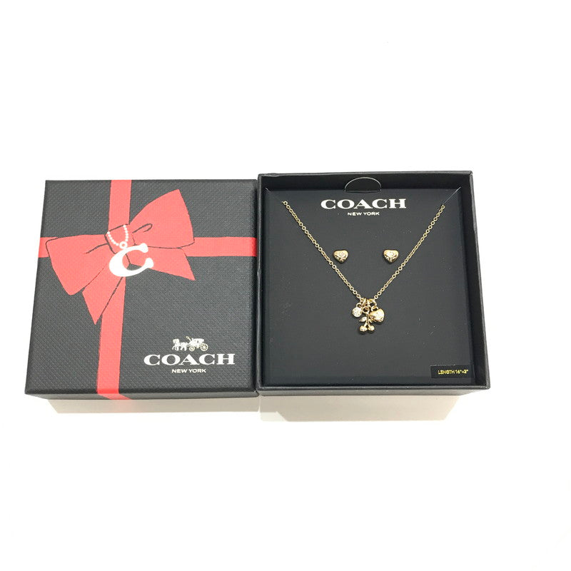 【中古品】【メンズ】 COACH コーチ ネックレス ピアスセット カラー:ゴールド ハート＆チェリー モチーフ 箱有 182-260930-ky-13-fuzh 万代Net店