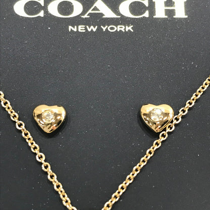 【中古品】【メンズ】 COACH コーチ ネックレス ピアスセット カラー:ゴールド ハート＆チェリー モチーフ 箱有 182-260930-ky-13-fuzh 万代Net店