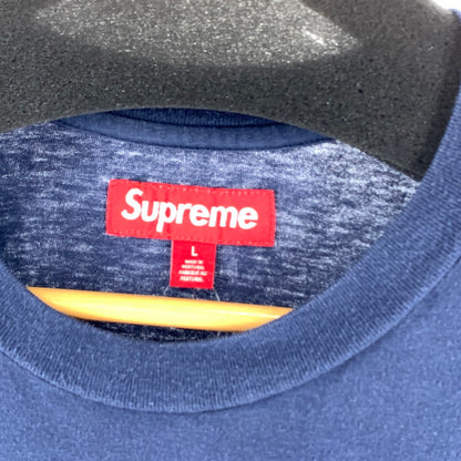【中古品】【メンズ】 SUPREME シュプリーム INTARSIA SPELLOUT SS TOP 半袖Tシャツ カットソー 149-260927-gm-22-fuzh サイズ：L カラー：ネイビー 万代Net店
