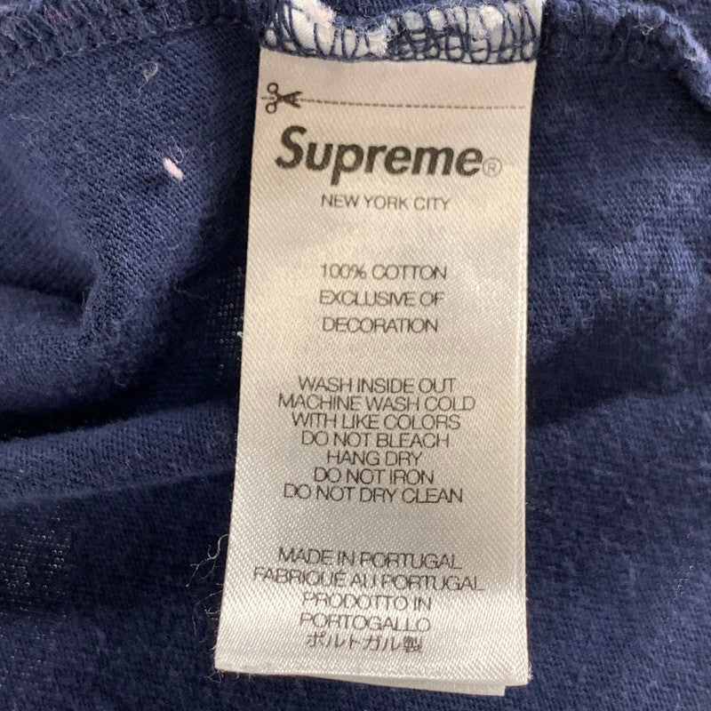 【中古品】【メンズ】 SUPREME シュプリーム INTARSIA SPELLOUT SS TOP 半袖Tシャツ カットソー 149-260927-gm-22-fuzh サイズ：L カラー：ネイビー 万代Net店