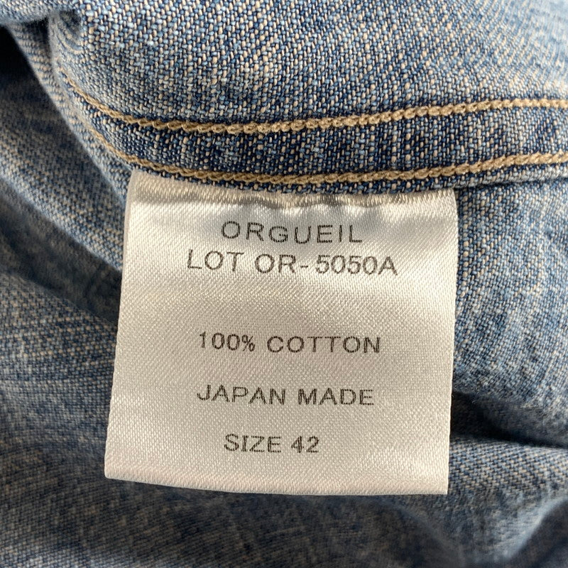 【中古品】【メンズ】 ORGUEIL LOT OR-5050A DENIM WORK SHIRT デニムワークシャツ 長袖シャツ 145-260926-gm-39-fuzh サイズ：42 カラー：インディゴ 万代Net店