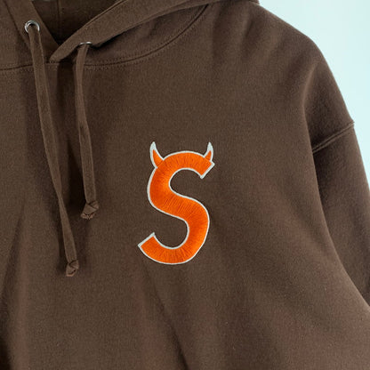 【中古品】【メンズ】 SUPREME シュプリーム DEVIL S LOGO HOODED SWEAT SHIRT フーディー パーカー トップス ブランド 古着 149-260926-gm-17-fuzh サイズ：L カラー：ブラウン 万代Net店