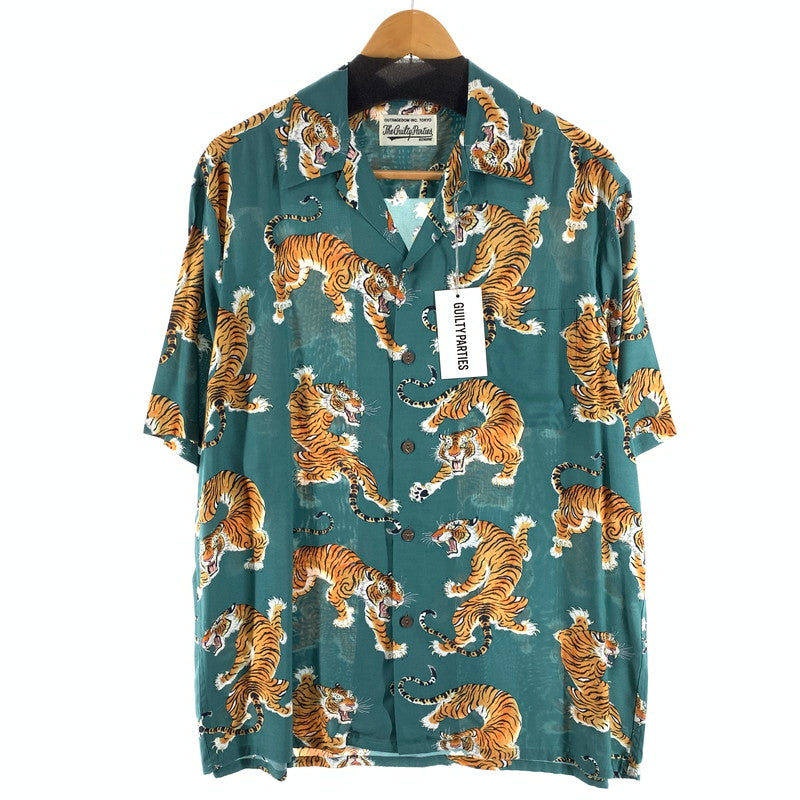 【中古品】【メンズ】 WACKO MARIA ワコマリア×TIM LEHI HAWAIIAN SHIRT ハワインアンシャツ 半袖シャツ アロハシャツ 140-260926-gm-18-fuzh サイズ：L カラー：グリーン 虎柄 万代Net店