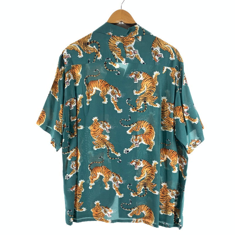 【中古品】【メンズ】 WACKO MARIA ワコマリア×TIM LEHI HAWAIIAN SHIRT ハワインアンシャツ 半袖シャツ アロハシャツ 140-260926-gm-18-fuzh サイズ：L カラー：グリーン 虎柄 万代Net店
