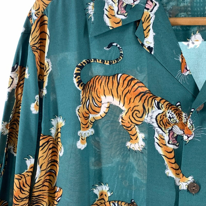【中古品】【メンズ】 WACKO MARIA ワコマリア×TIM LEHI HAWAIIAN SHIRT ハワインアンシャツ 半袖シャツ アロハシャツ 140-260926-gm-18-fuzh サイズ：L カラー：グリーン 虎柄 万代Net店