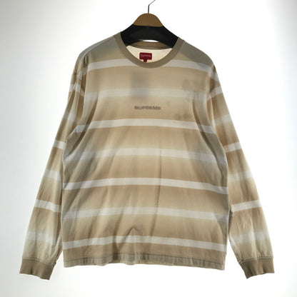 【中古品】【メンズ】 SUPREME シュプリーム FADE STRIPE L S TOPS ロンT カラーBEIGE WHITE SIZE:S　※シミあり 149-260930-ky-05-fuzh 万代Net店