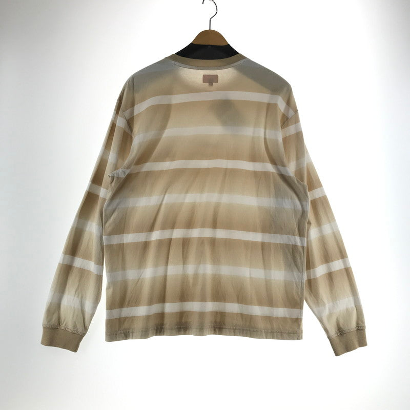【中古品】【メンズ】 SUPREME シュプリーム FADE STRIPE L S TOPS ロンT カラーBEIGE WHITE SIZE:S　※シミあり 149-260930-ky-05-fuzh 万代Net店