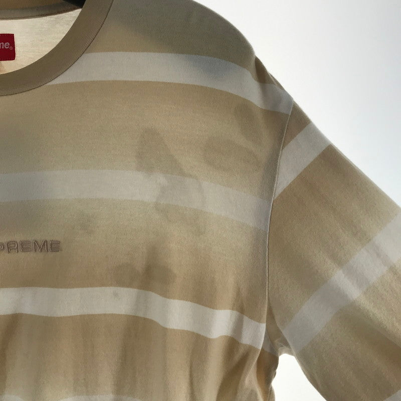【中古品】【メンズ】 SUPREME シュプリーム FADE STRIPE L S TOPS ロンT カラーBEIGE WHITE SIZE:S　※シミあり 149-260930-ky-05-fuzh 万代Net店