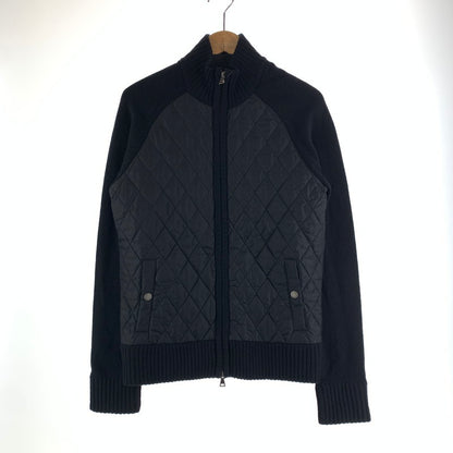 【中古品】【メンズ】 BURBERRY BLACK LABEL バーバリーブラックレーベル キルティング切替 ジップアップ ニット ジャケット ブルゾン アウター 古着 141-261009-mh-09-fuzh サイズ：2 カラー：ブラック 万代Net店