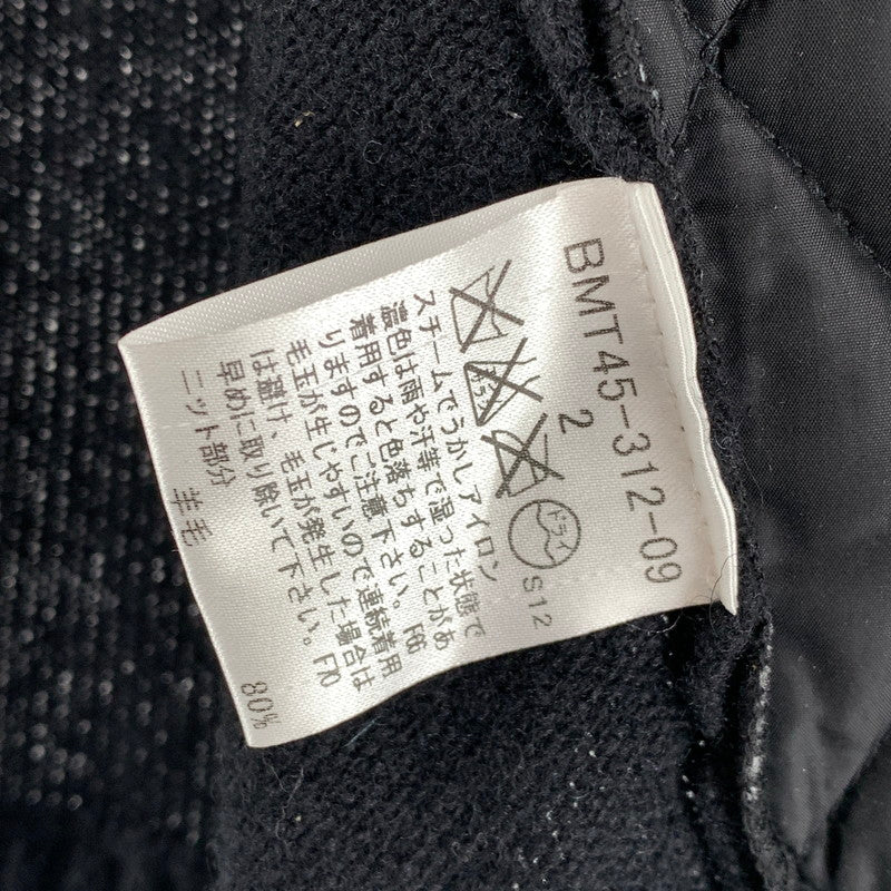 【中古品】【メンズ】 BURBERRY BLACK LABEL バーバリーブラックレーベル キルティング切替 ジップアップ ニット ジャケット ブルゾン アウター 古着 141-261009-mh-09-fuzh サイズ：2 カラー：ブラック 万代Net店