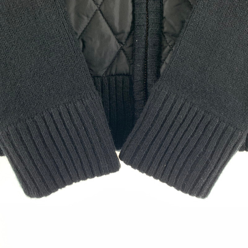 【中古品】【メンズ】 BURBERRY BLACK LABEL バーバリーブラックレーベル キルティング切替 ジップアップ ニット ジャケット ブルゾン アウター 古着 141-261009-mh-09-fuzh サイズ：2 カラー：ブラック 万代Net店