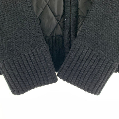 【中古品】【メンズ】 BURBERRY BLACK LABEL バーバリーブラックレーベル キルティング切替 ジップアップ ニット ジャケット ブルゾン アウター 古着 141-261009-mh-09-fuzh サイズ：2 カラー：ブラック 万代Net店