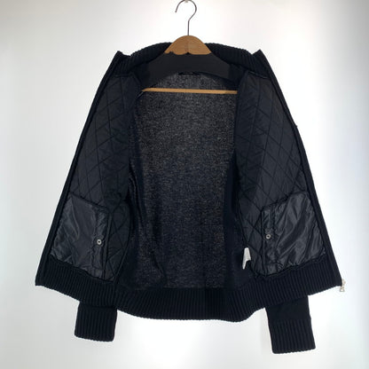 【中古品】【メンズ】 BURBERRY BLACK LABEL バーバリーブラックレーベル キルティング切替 ジップアップ ニット ジャケット ブルゾン アウター 古着 141-261009-mh-09-fuzh サイズ：2 カラー：ブラック 万代Net店