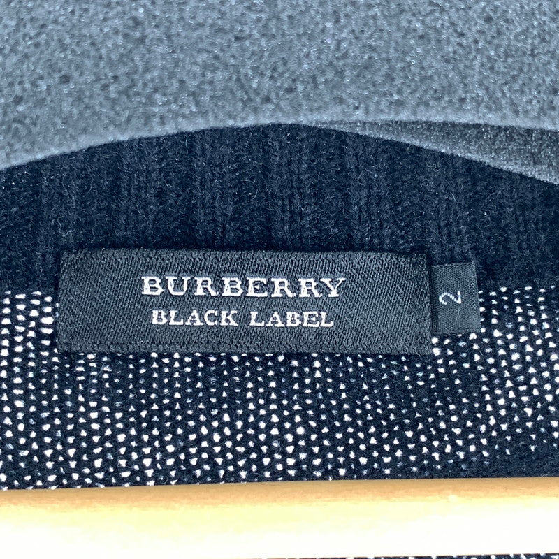 【中古品】【メンズ】 BURBERRY BLACK LABEL バーバリーブラックレーベル キルティング切替 ジップアップ ニット ジャケット ブルゾン アウター 古着 141-261009-mh-09-fuzh サイズ：2 カラー：ブラック 万代Net店