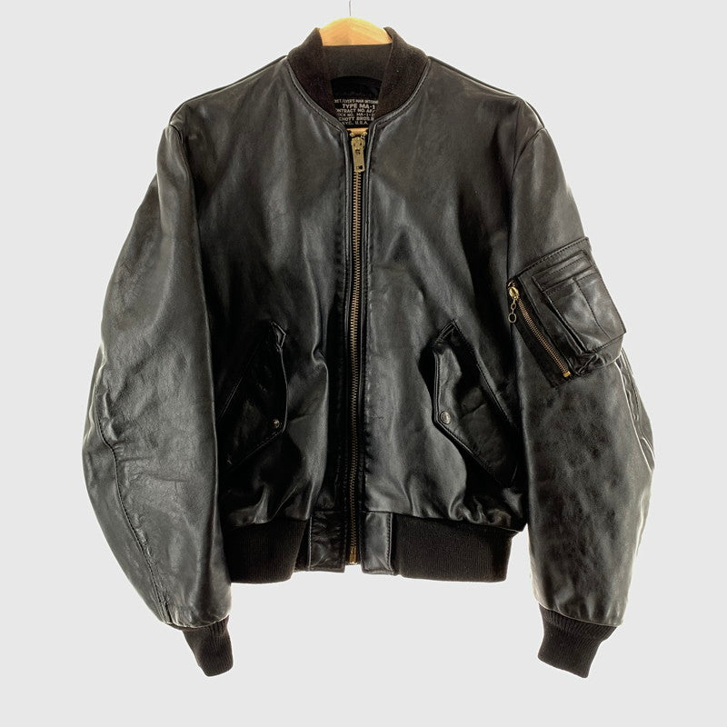 【中古品】【メンズ】 SCHOTT ショット MA-1-1949 FLIGHT JACKET フライトジャケット BLACK SIZE:38 ※襟変色・ボタンサビ・使用感あり 145-261002-io-05-fuzh サイズ：38 カラー：ブラック 万代Net店