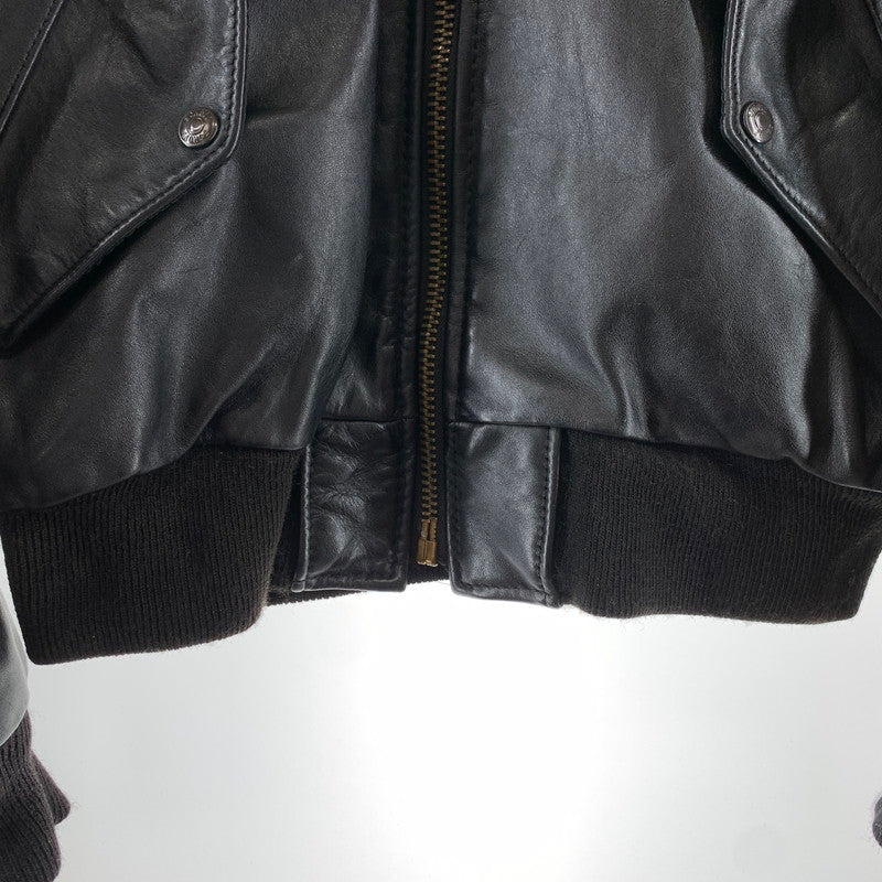 【中古品】【メンズ】 SCHOTT ショット MA-1-1949 FLIGHT JACKET フライトジャケット BLACK SIZE:38 ※襟変色・ボタンサビ・使用感あり 145-261002-io-05-fuzh サイズ：38 カラー：ブラック 万代Net店