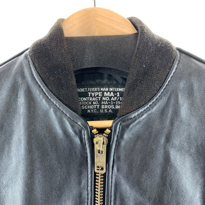 【中古品】【メンズ】 SCHOTT ショット MA-1-1949 FLIGHT JACKET フライトジャケット BLACK SIZE:38 ※襟変色・ボタンサビ・使用感あり 145-261002-io-05-fuzh サイズ：38 カラー：ブラック 万代Net店