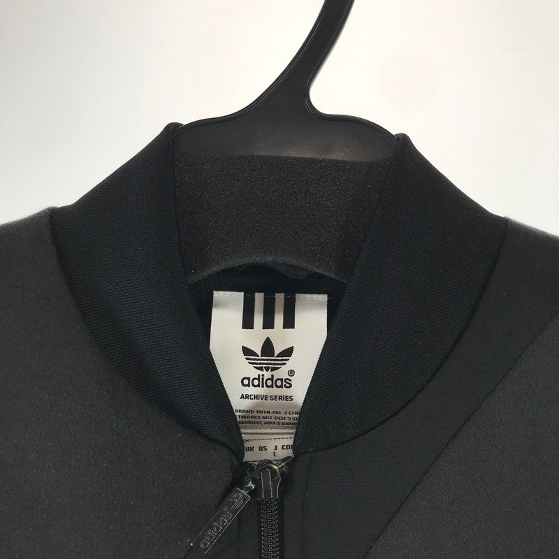 【中古品】【メンズ】 ADIDAS アディダス NYLON ナイロン ライン トラックジャケット コート アウター ジャケット 古着 148-261002-mh-02-fuzh サイズ：L カラー：ブラック 万代Net店