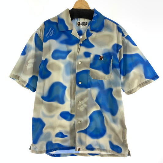 【中古品】【メンズ】 A BATHING APE アベイシングエイプ LIQUID CAMO ONE POINT COLLAR SHIRT リキッドカモ ワンポイントカラーシャツ 142-261020-vt-85-fuzh サイズ：L カラー：ブルー 万代Net店