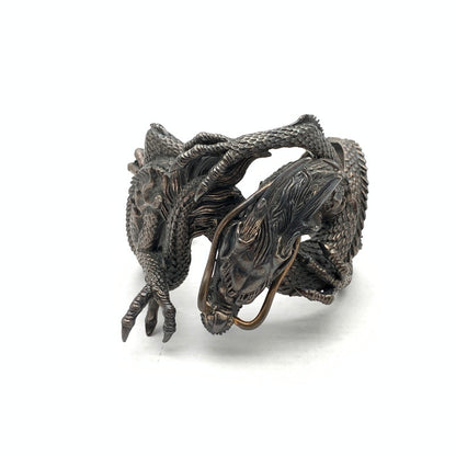 【中古品】【メンズ】 USED SILVER 925 DRAGON BANGLE アクセサリー シルバー 龍 ドラゴン バングル アクセサリー 約327g 手首周り：約21cm 192-261003-gm-32-fuzh カラー：ブラック シルバー 万代Net店