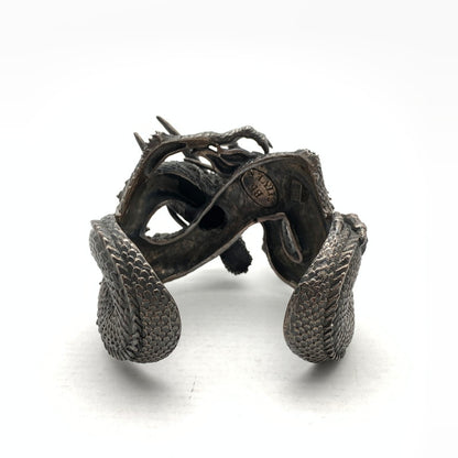【中古品】【メンズ】 USED SILVER 925 DRAGON BANGLE アクセサリー シルバー 龍 ドラゴン バングル アクセサリー 約327g 手首周り：約21cm 192-261003-gm-32-fuzh カラー：ブラック シルバー 万代Net店
