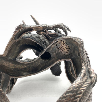 【中古品】【メンズ】 USED SILVER 925 DRAGON BANGLE アクセサリー シルバー 龍 ドラゴン バングル アクセサリー 約327g 手首周り：約21cm 192-261003-gm-32-fuzh カラー：ブラック シルバー 万代Net店
