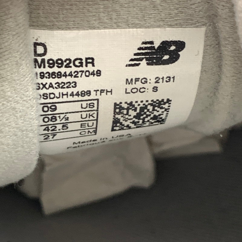 【中古品】【メンズ】 NEW BALANCE ニューバランス M992GR "GRAY” スニーカー 靴 162-261003-gm-06-fuzh サイズ：27cm カラー：グレー 万代Net店