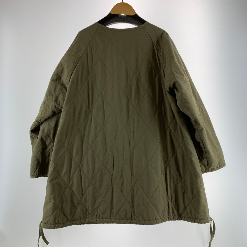 【中古品】【レディース】 LAKOLE ラコレ コート ノーカラー ダイヤキルト キルティング KHAKI アウター 上着 ※汚れ・使用感あり 169-261005-io-17-fuzh サイズ：M カラー：カーキ 万代Net店