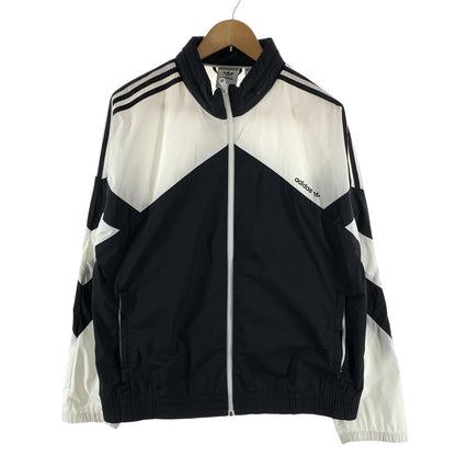 【中古品】【メンズ】 ADIDAS アディダス ナイロンジャケット ブルゾン 古着 148-261004-gm-35-fuzh サイズ：O カラー：ホワイト ブラック 万代Net店