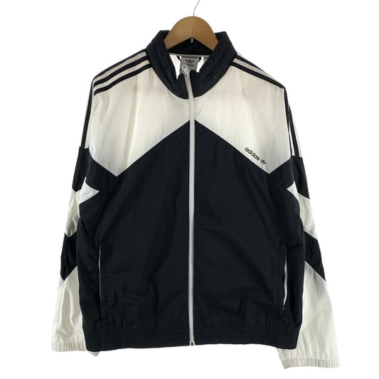 【中古品】【メンズ】 ADIDAS アディダス ナイロンジャケット ブルゾン 古着 148-261004-gm-35-fuzh サイズ：O カラー：ホワイト ブラック 万代Net店