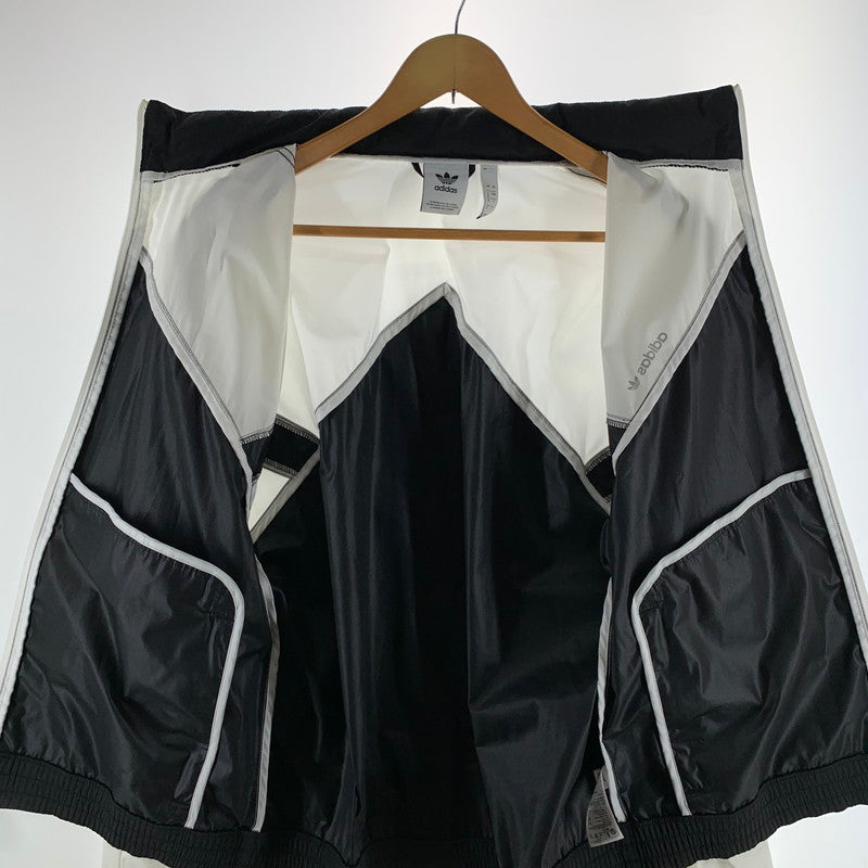 【中古品】【メンズ】 ADIDAS アディダス ナイロンジャケット ブルゾン 古着 148-261004-gm-35-fuzh サイズ：O カラー：ホワイト ブラック 万代Net店