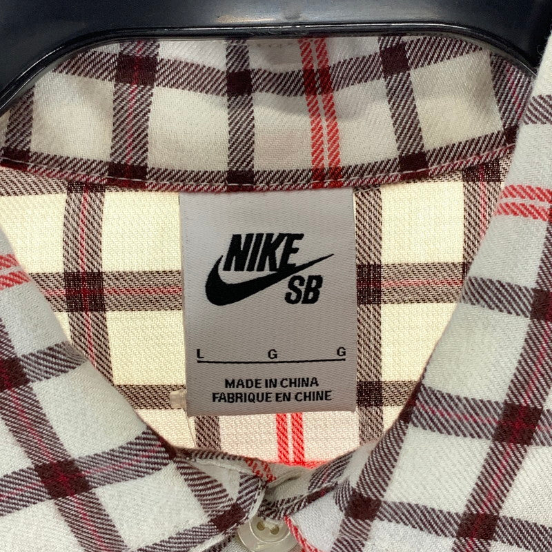 【中古品】【メンズ】 NIKE ナイキ 長袖シャツ トップス ブランド 古着 148-261004-gm-33-fuzh サイズ：L カラー：ホワイト チェック 万代Net店