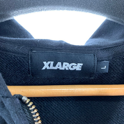【中古品】【メンズ】 XLARGE エクストララージ 101233012008 BACKSIDE SLANTED OG ZIP HOODED SWEATSHIRT フーディー スウェットシャツ パーカー BLACK FULL ZIP 142-261005-io-16-fuzh サイズ：L カラー：ブラック 万代Net店