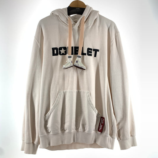 【中古品】【メンズ】 DOUBLET×CONVERSE コンバース 25SS76CS388 ”JACK PURCELL ALLSTAR” EMBROIDERY HOODIE フーディー パーカー WHITE 140-261005-io-13-fuzh サイズ：L カラー：ホワイト 万代Net店
