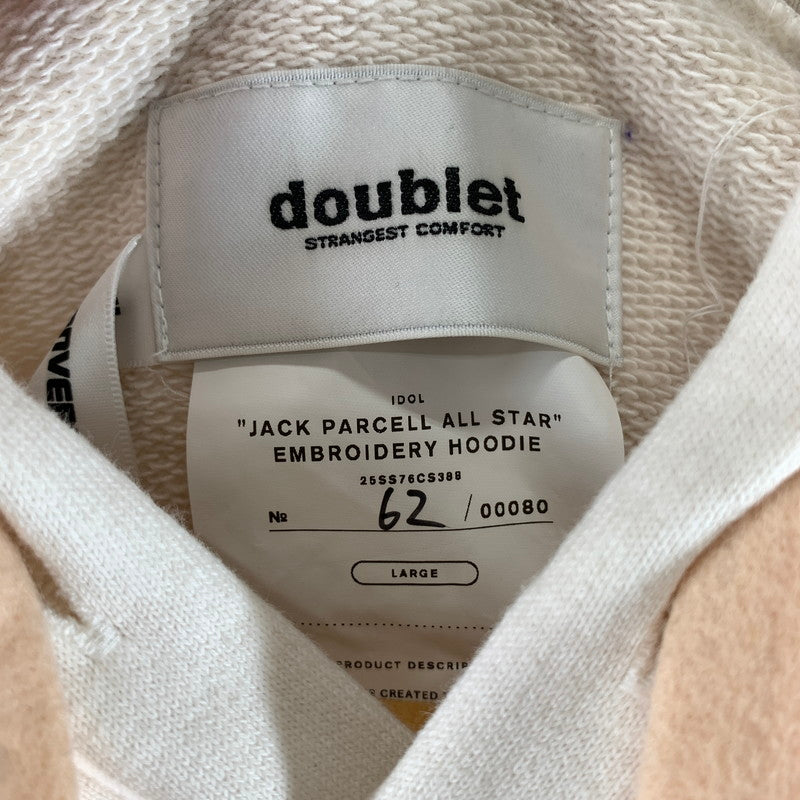 【中古品】【メンズ】 DOUBLET×CONVERSE コンバース 25SS76CS388 ”JACK PURCELL ALLSTAR” EMBROIDERY HOODIE フーディー パーカー WHITE 140-261005-io-13-fuzh サイズ：L カラー：ホワイト 万代Net店
