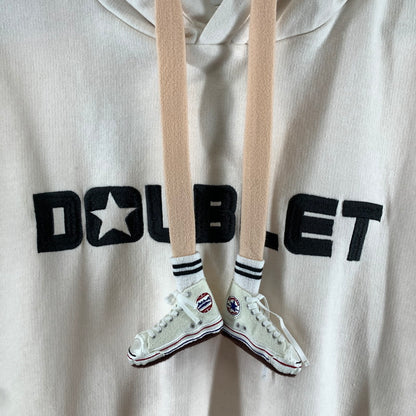 【中古品】【メンズ】 DOUBLET×CONVERSE コンバース 25SS76CS388 ”JACK PURCELL ALLSTAR” EMBROIDERY HOODIE フーディー パーカー WHITE 140-261005-io-13-fuzh サイズ：L カラー：ホワイト 万代Net店