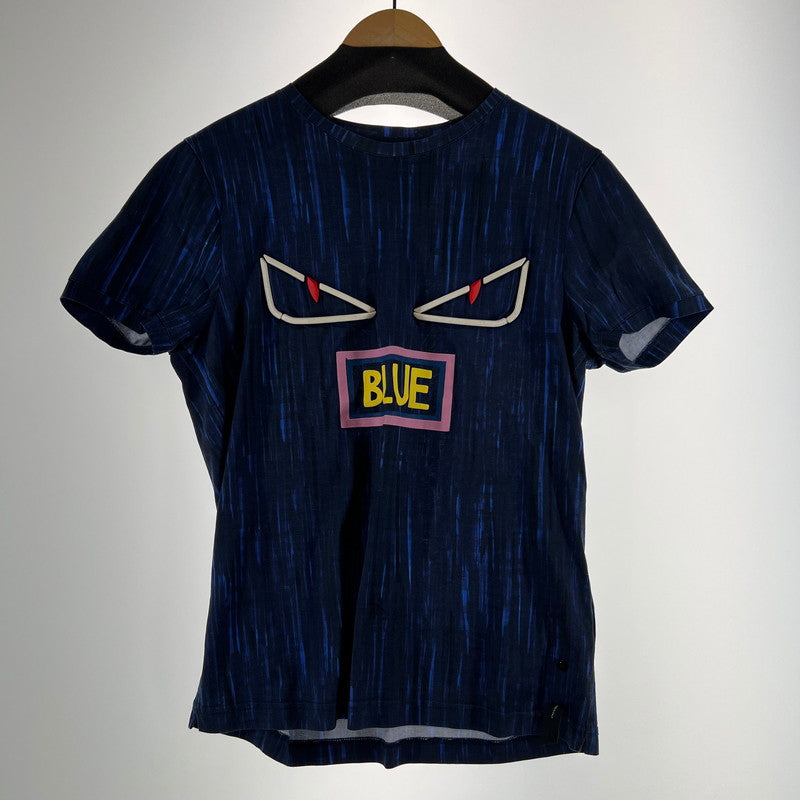 【中古品】【メンズ】 FENDI フェンディ FY0626 A5CA 半袖Tシャツ BLUE.NAVY BLUE.顔 ※べたつきあり 141-261006-io-12-fuzh サイズ：44 カラー：ブルーネイビー 万代Net店