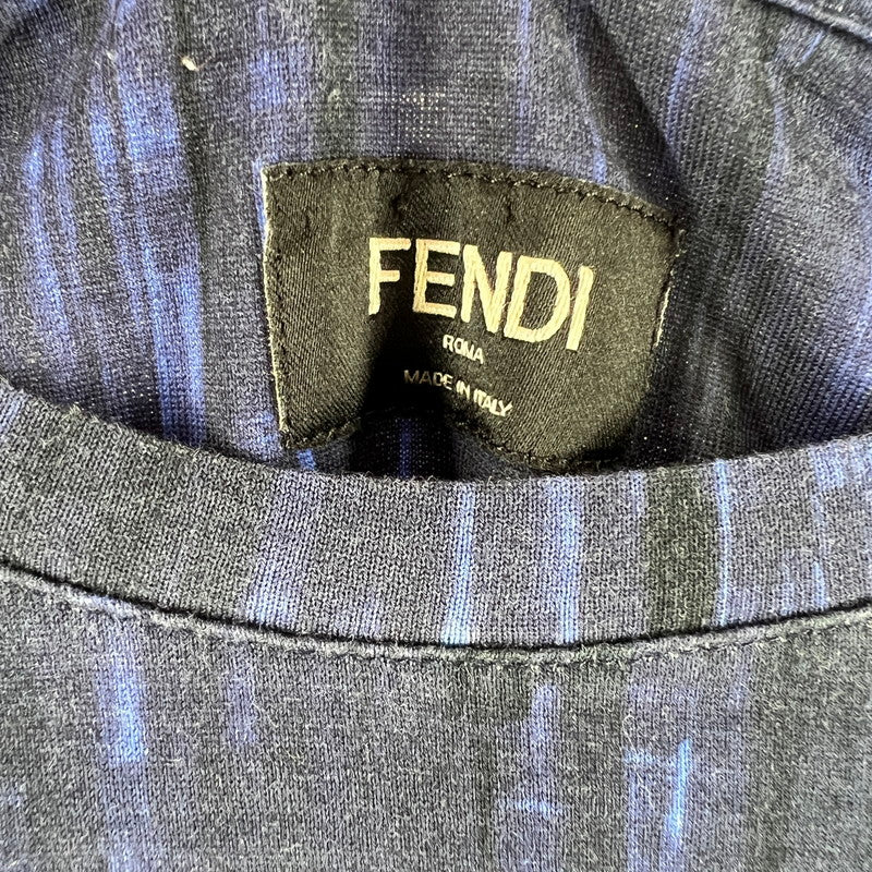 【中古品】【メンズ】 FENDI フェンディ FY0626 A5CA 半袖Tシャツ BLUE.NAVY BLUE.顔 ※べたつきあり 141-261006-io-12-fuzh サイズ：44 カラー：ブルーネイビー 万代Net店