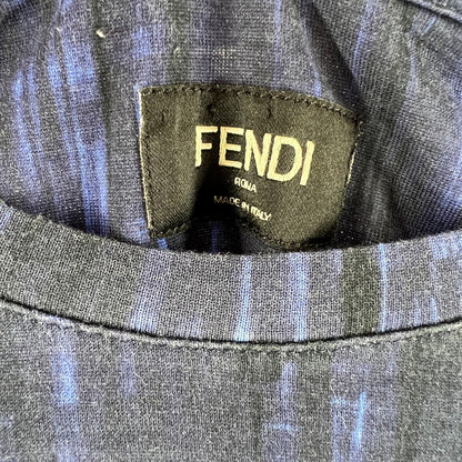 【中古品】【メンズ】 FENDI フェンディ FY0626 A5CA 半袖Tシャツ BLUE.NAVY BLUE.顔 ※べたつきあり 141-261006-io-12-fuzh サイズ：44 カラー：ブルーネイビー 万代Net店
