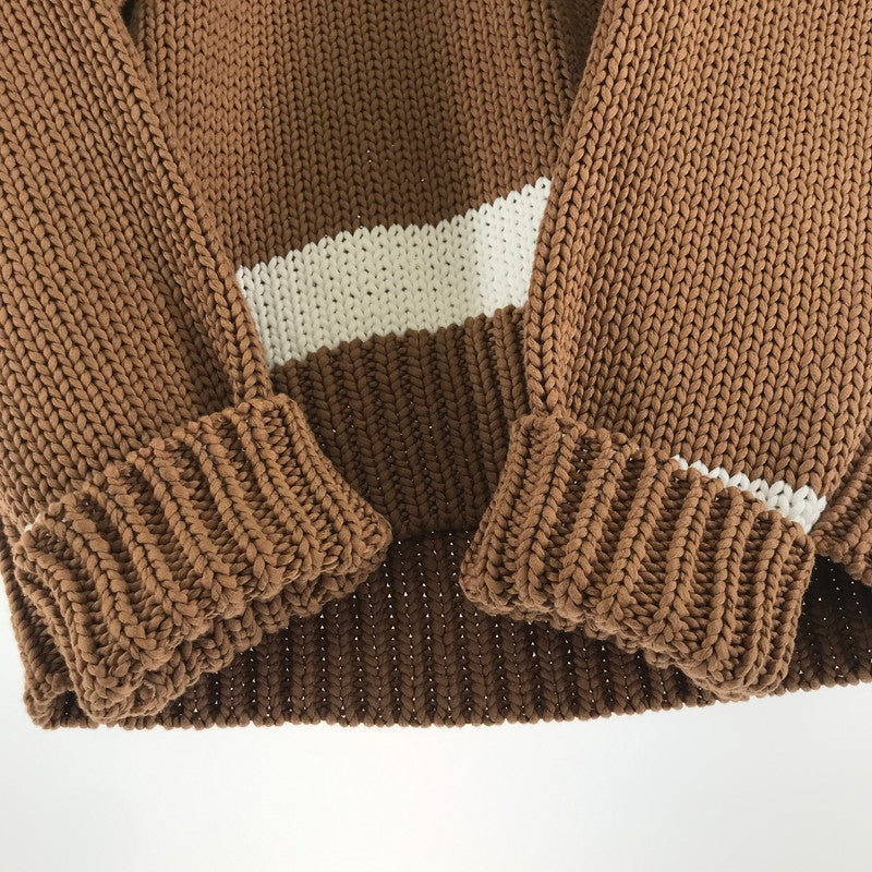 【中古品】【レディース】 TOMORROW LAND トゥモローランド ニット カーディガン BROWN.WHITE 上着 アウター 170-261018-io-14-fuzh サイズ：S カラー：ブラウン.ホワイト 万代Net店