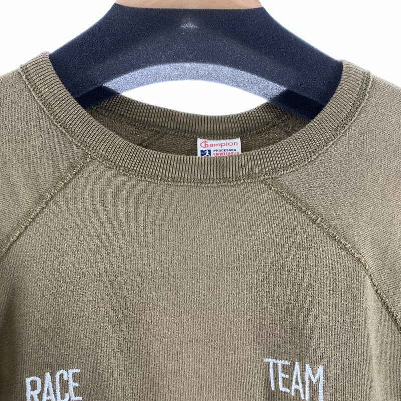 【中古品】【メンズ】 CHAMPION チャンピオン スウェット トレーナー KHAKI ※小さな汚れあり 145-261005-io-11-fuzh サイズ：L カラー：カーキ 万代Net店
