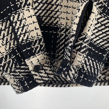 【中古品】【メンズ】 WAX LONDON ワックスロンドン COTTON SHIRT JACKET コットン シャツ ジャケット アウター 古着 141-261007-mh-04-fuzh サイズ：S カラー：ブラック・ホワイト 万代Net店