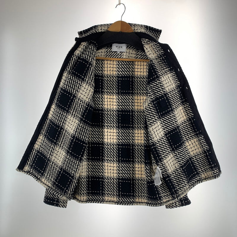 【中古品】【メンズ】 WAX LONDON ワックスロンドン COTTON SHIRT JACKET コットン シャツ ジャケット アウター 古着 141-261007-mh-04-fuzh サイズ：S カラー：ブラック・ホワイト 万代Net店