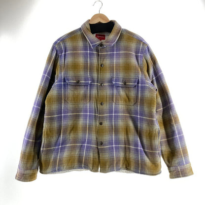 【中古品】【メンズ】 SUPREME シュプリーム SHEARLING LINED FLANNEL SHIRT カラーYELLOW.PURPLE SIZE:M　 149-261009-ky-02-fuzh 万代Net店