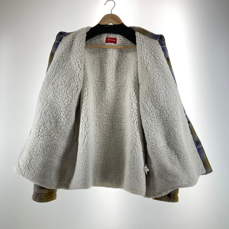 【中古品】【メンズ】 SUPREME シュプリーム SHEARLING LINED FLANNEL SHIRT カラーYELLOW.PURPLE SIZE:M　 149-261009-ky-02-fuzh 万代Net店