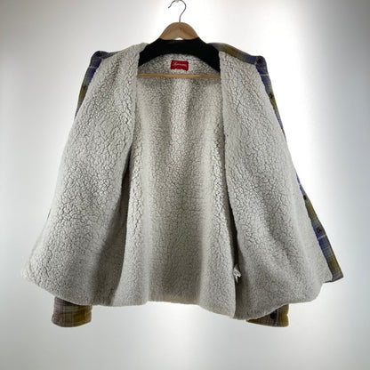 【中古品】【メンズ】 SUPREME シュプリーム SHEARLING LINED FLANNEL SHIRT カラーYELLOW.PURPLE SIZE:M　 149-261009-ky-02-fuzh 万代Net店