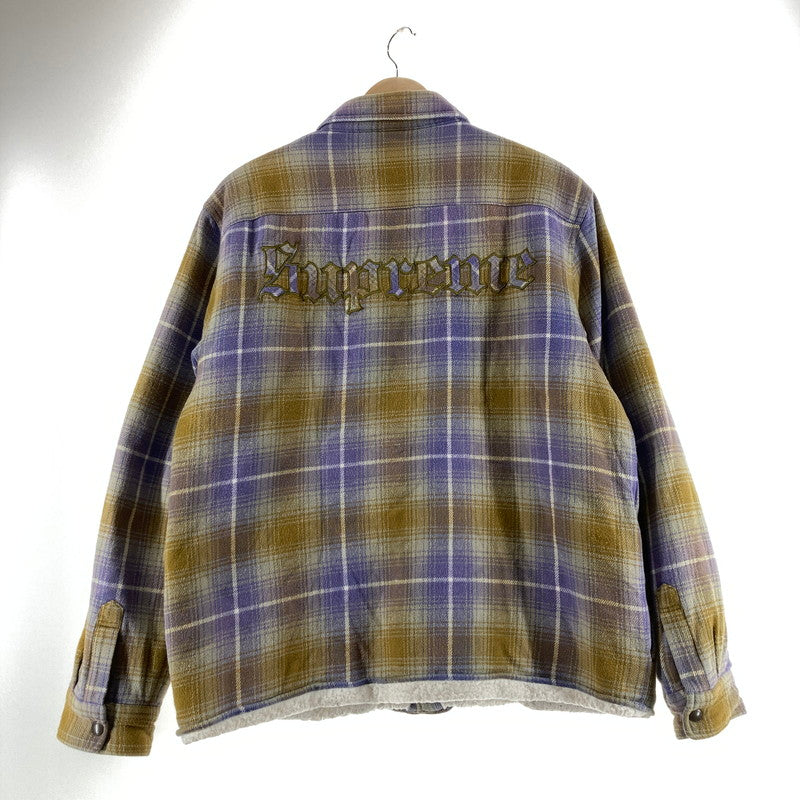 【中古品】【メンズ】 SUPREME シュプリーム SHEARLING LINED FLANNEL SHIRT カラーYELLOW.PURPLE SIZE:M　 149-261009-ky-02-fuzh 万代Net店