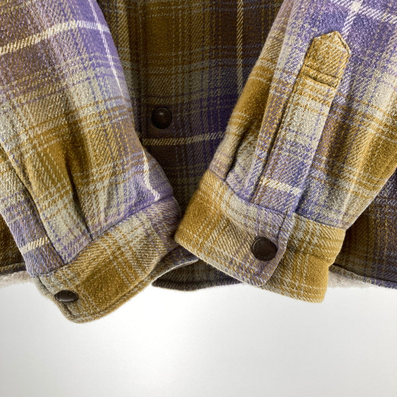 【中古品】【メンズ】 SUPREME シュプリーム SHEARLING LINED FLANNEL SHIRT カラーYELLOW.PURPLE SIZE:M　 149-261009-ky-02-fuzh 万代Net店